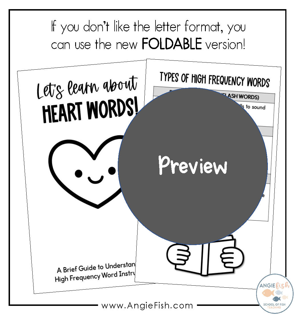 Heart Words Parent Letter Science of Reading | Kindergarten Heart Words