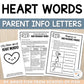 Heart Words Parent Letter Science of Reading | Kindergarten Heart Words