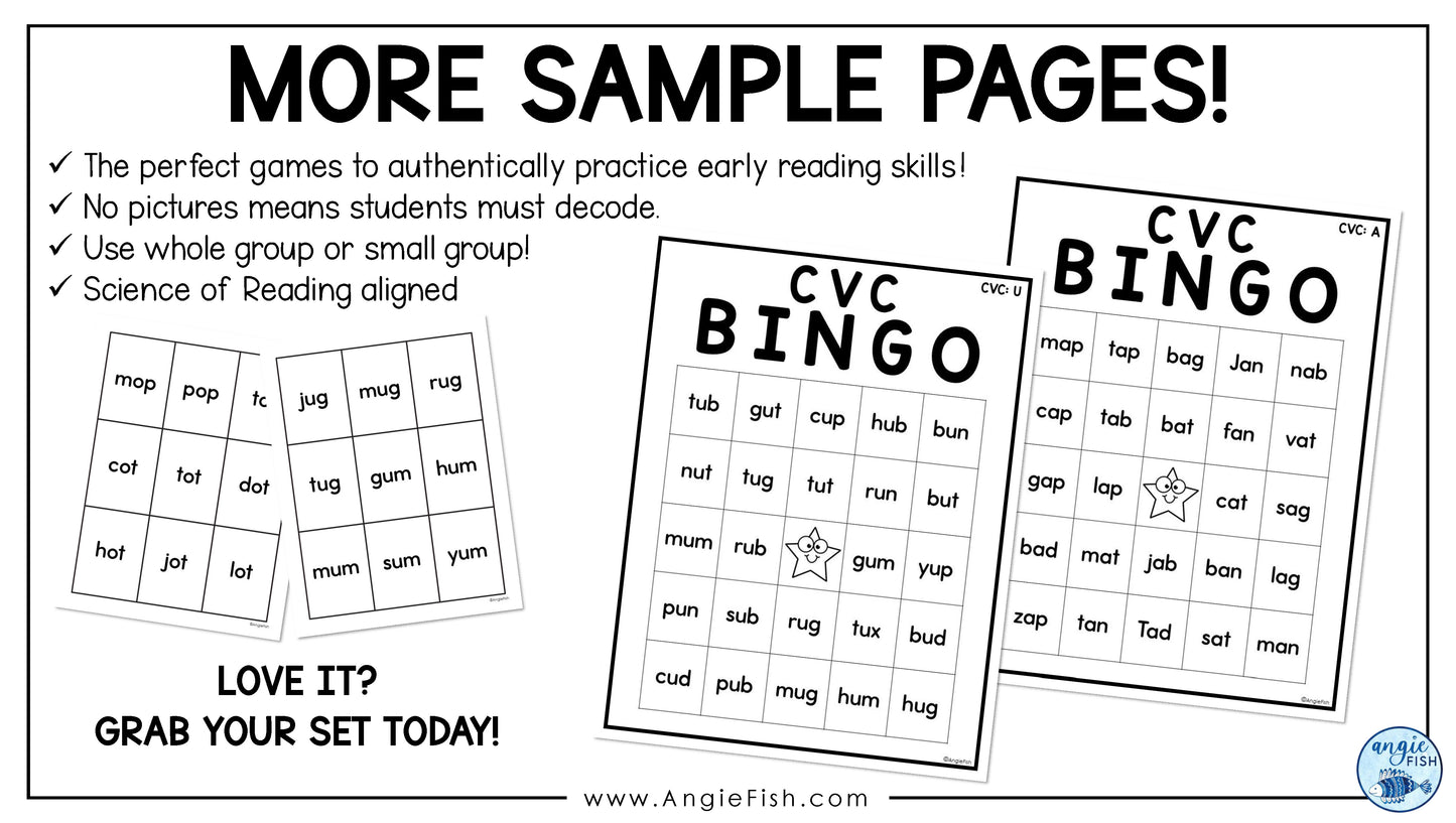CVC Bingo | Phonics Games | Science of Reading Bingo